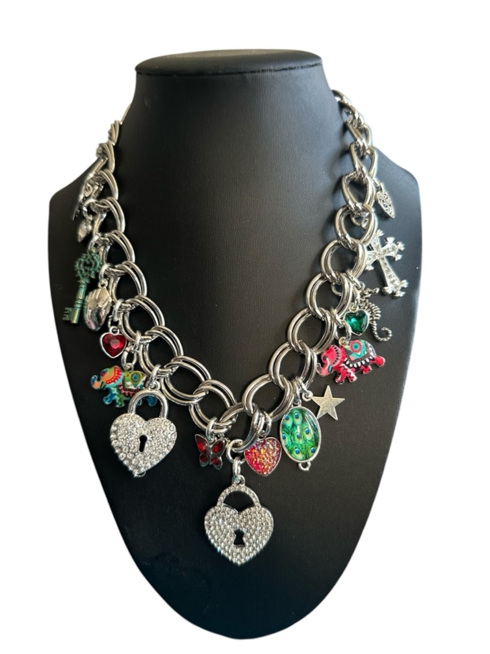 Statement Charm Necklace – 90s Retro Bead Soup Vibe - Picture 3 of 7